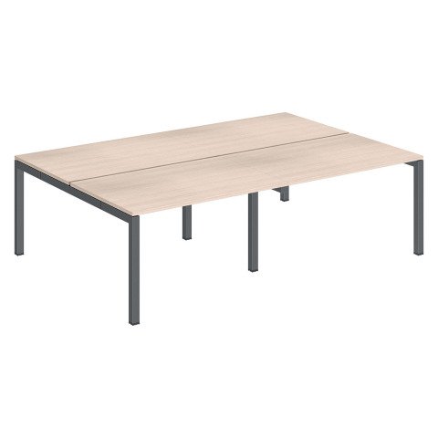 Conjunto 4 mesas rectas Arko An 240 x Fon 168 cm roble patas antracita