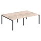 Pôle 4 bureaux droits Teamline L 240 cm - plateaux chêne clair piètement métal arche