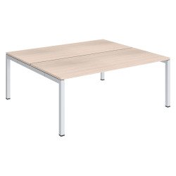 Pôle 2 bureaux droits Teamline L 180 cm - plateaux chêne clair piètement métal arche
