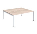 Pôle 2 bureaux droits Arko plateaux chêne clair piètement métal arche