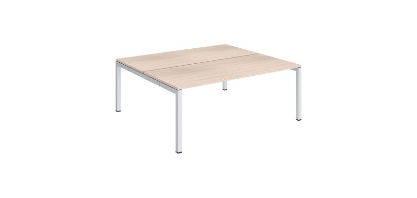 Pôle 2 bureaux droits Arko plateaux chêne clair piètement métal arche