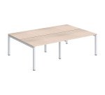 Pôle 4 bureaux droits Teamline L 240 cm - plateaux chêne clair piètement métal arche