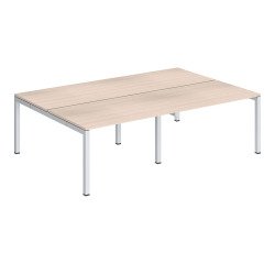 Pôle 4 bureaux droits Teamline L 240 cm - plateaux chêne clair piètement métal arche