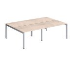 Pôle 4 bureaux droits Arko plateaux chêne clair piètement métal arche