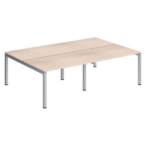 Conjunto 4 mesas rectas Arko An 240 x Fon 168 cm roble patas aluminio