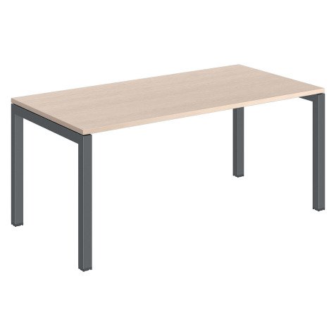 Bureau droit plateau chêne clair Teamline L 160 cm - piètement métal