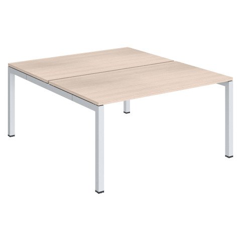 Conjunto 2 mesas rectas Arko An 140 x Fon 168 cm roble patas blancas