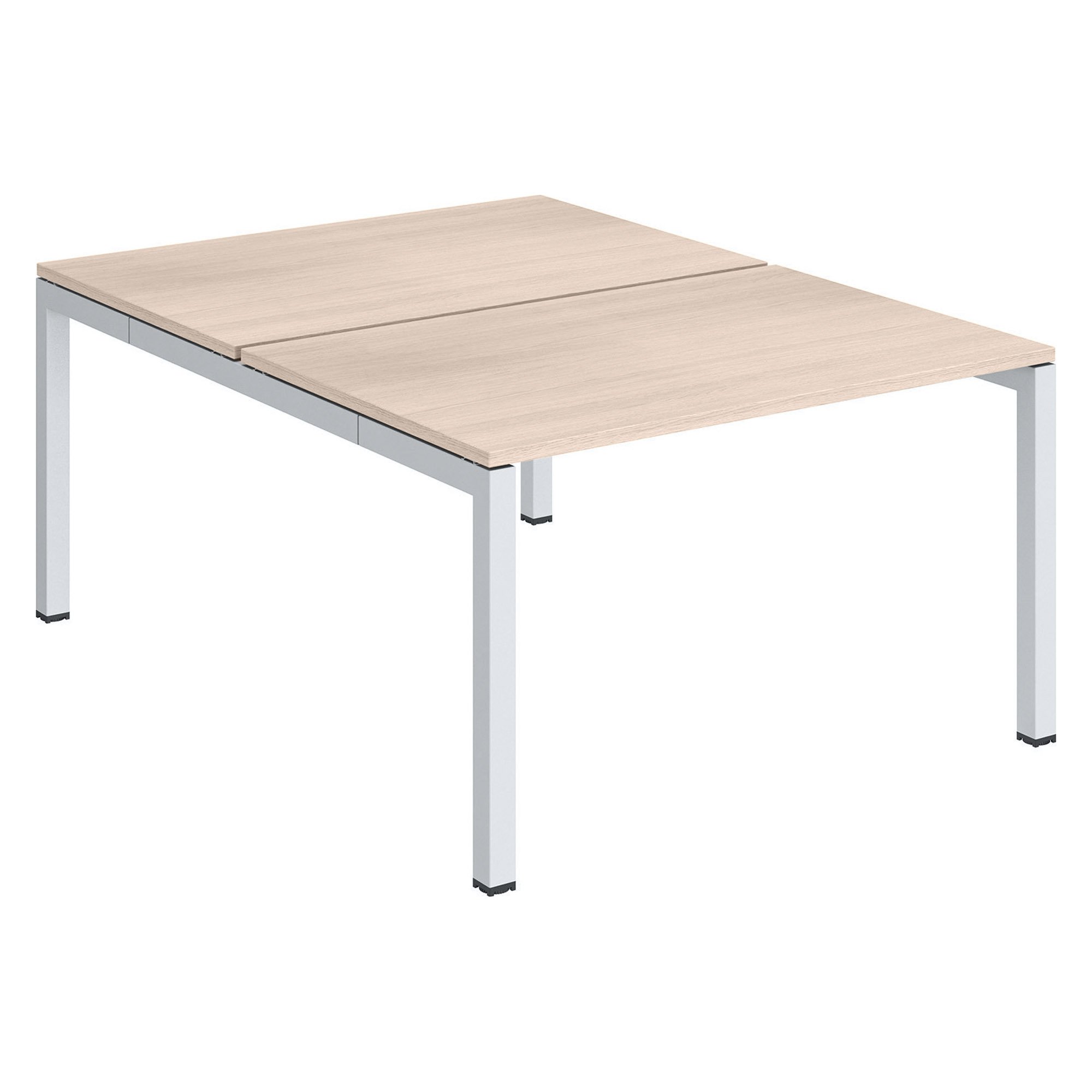 Pôle 2 bureaux droits Teamline L 120 cm - plateaux chêne clair piètement métal arche