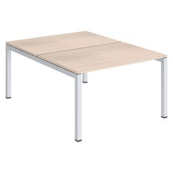 Pôle 2 bureaux droits Teamline L 120 cm - plateaux chêne clair piètement métal arche
