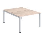 Pôle 2 bureaux droits Teamline L 120 cm - plateaux chêne clair piètement métal arche