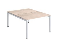 PIANO 2 SCRIVANIE LINEARI ARKO L 120 X P 168 CM PIANI ROVERE BASE METALLO ARCO BIANCO