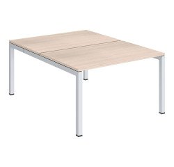Pôle 2 bureaux droits Teamline L 120 cm - plateaux chêne clair piètement métal arche