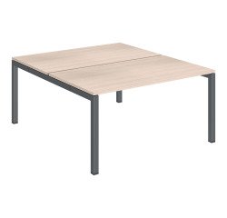 Pôle 2 bureaux droits Arko plateaux chêne clair piètement métal arche