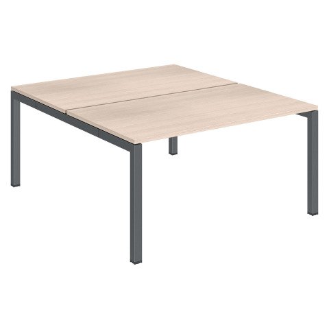Conjunto 2 mesas rectas Arko An 140 x Fon 168 cm roble patas antracitas