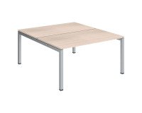 <div style="text-align:left;">Pole 2 straight desks Arko light oak table tops metal arch legs</div>