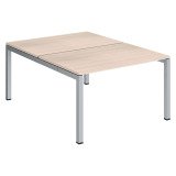Pôle 2 bureaux droits Teamline L 120 cm - plateaux chêne clair piètement métal arche