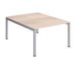 Pôle 2 bureaux droits Teamline L 120 cm - plateaux chêne clair piètement métal arche