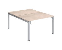 Pôle 2 bureaux droits Teamline L 120 cm - plateaux chêne clair piètement métal arche