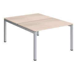 Pôle 2 bureaux droits Teamline L 120 cm - plateaux chêne clair piètement métal arche