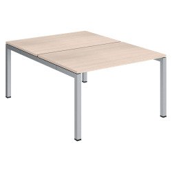 Pôle 2 bureaux droits Teamline L 120 cm - plateaux chêne clair piètement métal arche