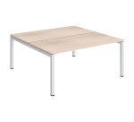 Pôle 2 bureaux droits Teamline L 160 cm - plateaux chêne clair piètement métal arche