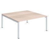 PIANO 2 SCRIVANIE LINEARI ARKO L 160 X P 168 CM PIANI ROVERE BASE METALLO ARCO BIANCO