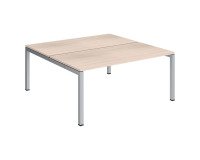 Eiland 2 rechte werkposten Arko lichte eiken boogvormig metalen onderstel