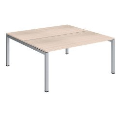 Pôle 2 bureaux droits Teamline L 160 cm - plateaux chêne clair piètement métal arche
