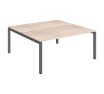 Pôle 2 bureaux droits Teamline L 160 cm - plateaux chêne clair piètement métal arche