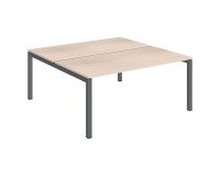 Pôle 2 bureaux droits Teamline L 160 cm - plateaux chêne clair piètement métal arche