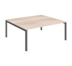 Pôle 2 bureaux droits Arko plateaux chêne clair piètement métal arche