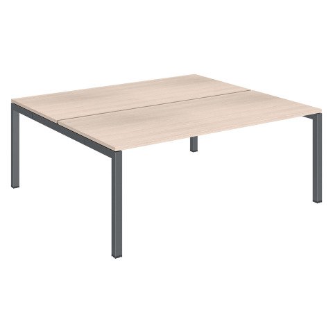 Conjunto 2 mesas rectas Arko An 180 x Fon 168 cm roble patas antracitas