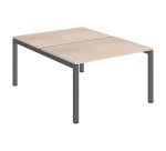 Pôle 2 bureaux droits Teamline L 120 cm - plateaux chêne clair piètement métal arche