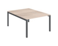 Pôle 2 bureaux droits Teamline L 120 cm - plateaux chêne clair piètement métal arche