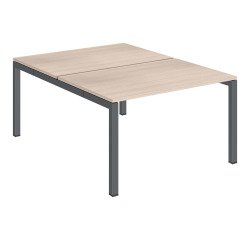 Pôle 2 bureaux droits Teamline L 120 cm - plateaux chêne clair piètement métal arche
