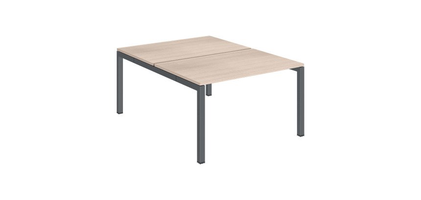 Pôle 2 bureaux droits Teamline L 120 cm - plateaux chêne clair piètement métal arche
