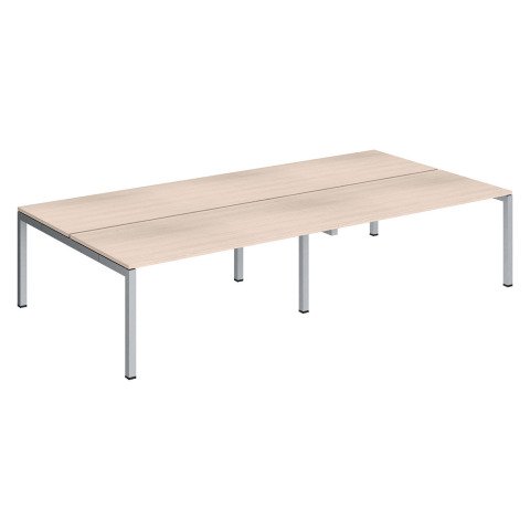 Conjunto 4 mesas rectas Arko An 320 x Fon 168 cm roble patas aluminio