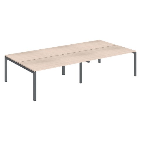 Conjunto 4 mesas rectas Arko An 320 x Fon 168 cm roble patas antracita