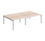Pôle 4 bureaux droits Teamline L 280 cm - plateaux chêne clair piètement métal arche