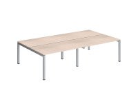 Pôle 4 bureaux droits Teamline L 280 cm - plateaux chêne clair piètement métal arche