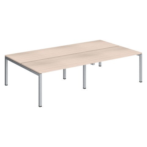 Conjunto 4 mesas rectas Arko An 280 x Fon 168 cm roble patas aluminio
