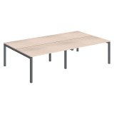 Pôle 4 bureaux droits Teamline L 280 cm - plateaux chêne clair piètement métal arche