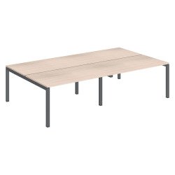 Pôle 4 bureaux droits Teamline L 280 cm - plateaux chêne clair piètement métal arche