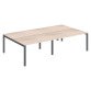 Pôle 4 bureaux droits Teamline L 280 cm - plateaux chêne clair piètement métal arche