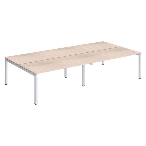 Conjunto 4 mesas rectas Arko An 320 x Fon 168 cm roble patas blancas