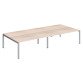 Pôle 4 bureaux droits Teamline L 360 cm - plateaux chêne clair piètement métal arche