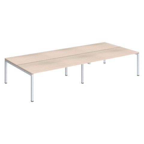 Conjunto 4 mesas rectas Arko An 360 x Fon 168 cm roble patas blancas