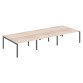 Pôle 6 bureaux droits Teamline L 420 cm- plateaux chêne clair piètement métal arche