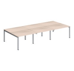 Pôle 6 bureaux droits Arko plateaux chêne clair piètement métal arche