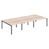 Pôle 6 bureaux droits Teamline L 360 cm - plateaux chêne clair piètement métal arche